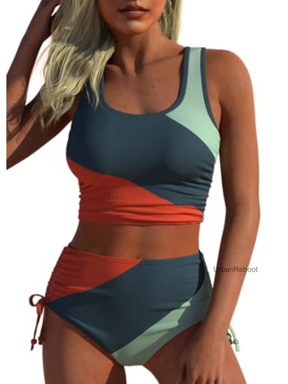 High Waisted Sporty Bikini Set with Racerback Top Women's Swim 2 Piece